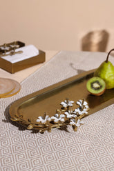 Alamkari India Metal Winsome Tray with Brass handles